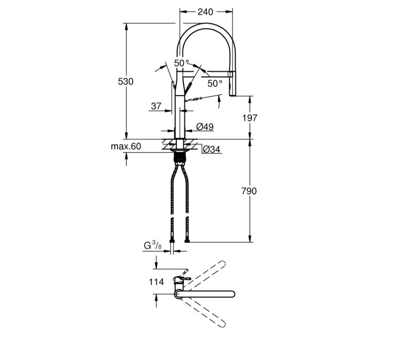 Змішувач одноважільний Grohe Essence для мийки (30503KF0) Змішувач одноважільний Grohe Essence для мийки (30503KF0)