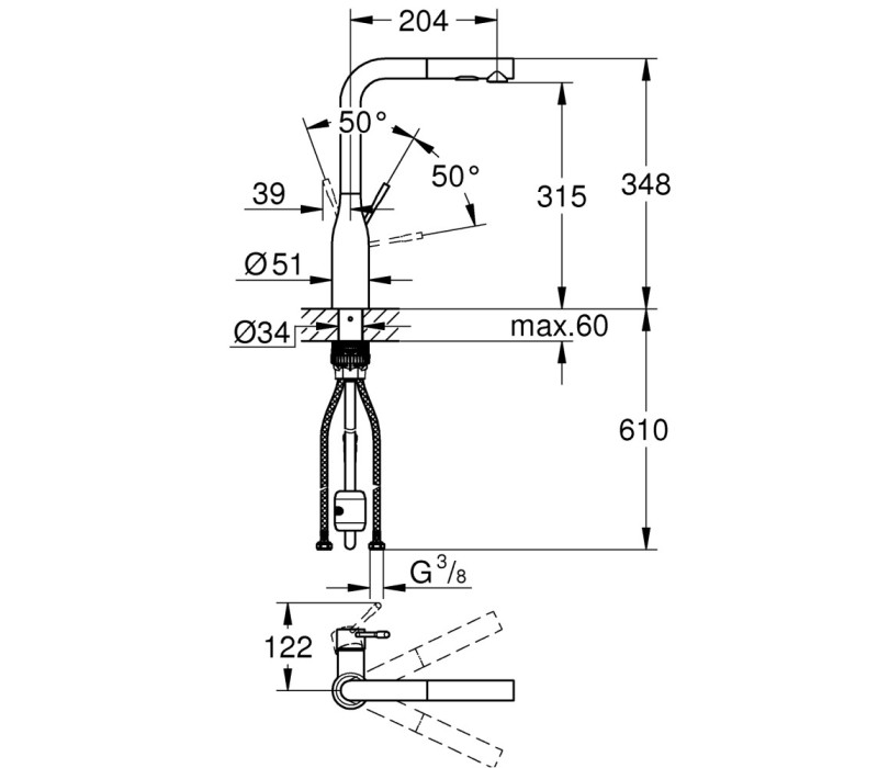 Змішувач одноважільний Grohe Essence для мийки (30504KF0) Змішувач одноважільний Grohe Essence для мийки (30504KF0)