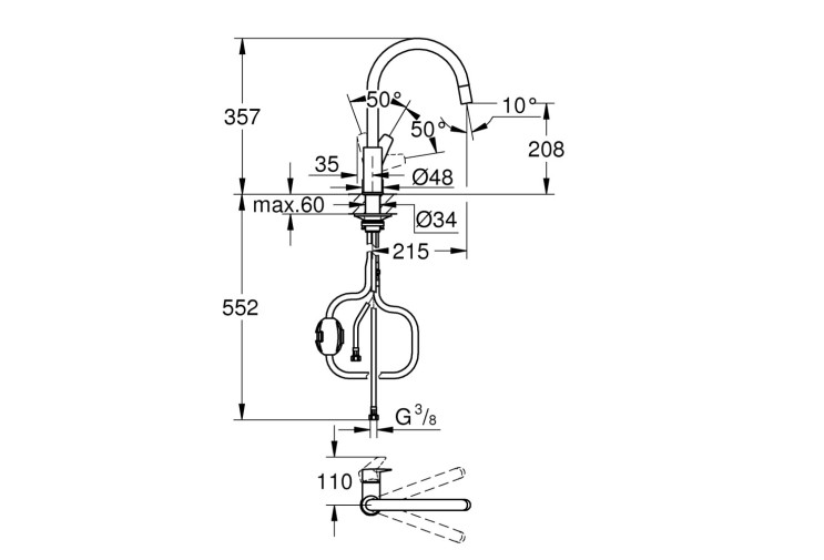 Смеситель смеситель Grohe BauEdge New Для кухни (30536000) 30536000 Смеситель смеситель Grohe BauEdge New Для кухни (30536000) 30536000