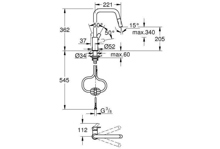 Смеситель однорычажный Grohe Eurosmart для мойки (306192430) 306192430 Смеситель однорычажный Grohe Eurosmart для мойки (306192430) 306192430