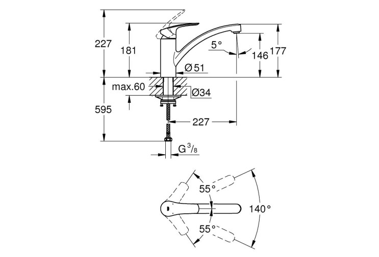 Смеситель однорычажный Grohe Eurosmart для мойки (332812433) 332812433 Смеситель однорычажный Grohe Eurosmart для мойки (332812433) 332812433