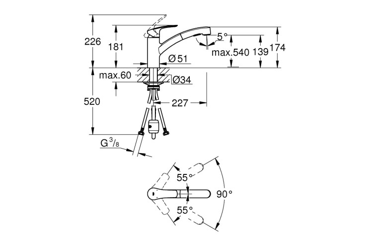 Смеситель однорычажный Grohe Eurosmart для мойки (303052431) 303052431 Смеситель однорычажный Grohe Eurosmart для мойки (303052431) 303052431