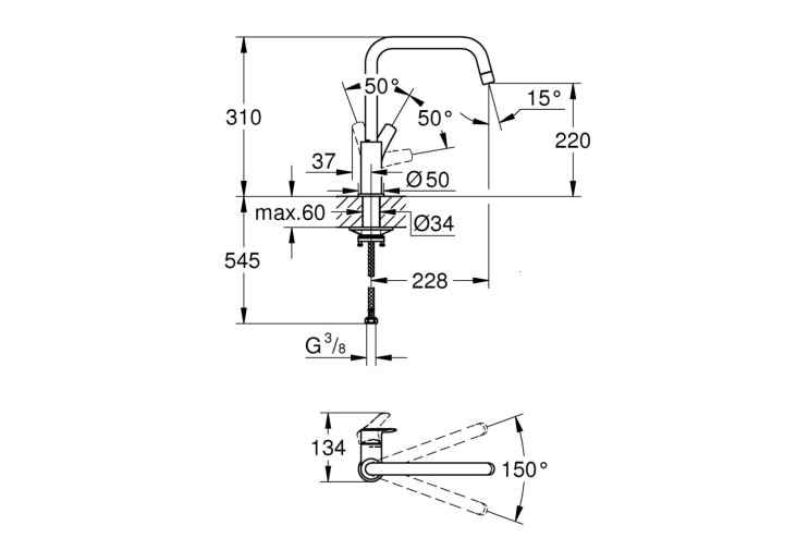 Смеситель однорычажный Grohe Eurosmart для мойки (305672430) 305672430 Смеситель однорычажный Grohe Eurosmart для мойки (305672430) 305672430