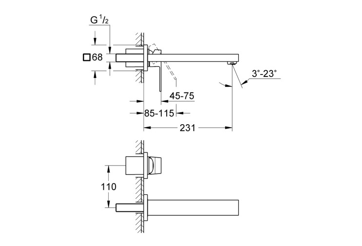 Змішувач для раковини Grohe Eurocube на два отвори M-Size (23447000) 23447000