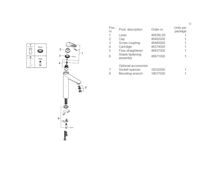Змішувач одноважільний Grohe Eurostyle для раковини XL-Size (23570ls3)