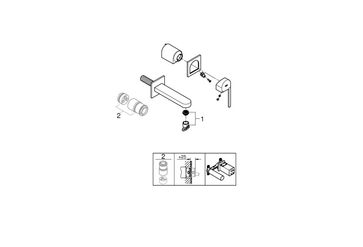 Змішувач для раковини Grohe Plus на 2 отвори, M-Size (29303003) 29303003
