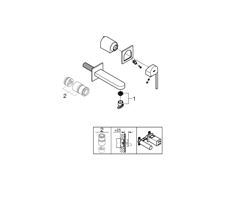Змішувач для раковини Grohe Plus на 2 отвори, M-Size (29303003) Змішувач для раковини Grohe Plus на 2 отвори, M-Size (29303003)