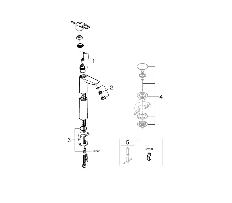 Змішувач одноважільний Grohe BauLoop New Для раковини XL-Size (23764001) Змішувач одноважільний Grohe BauLoop New Для раковини XL-Size (23764001)