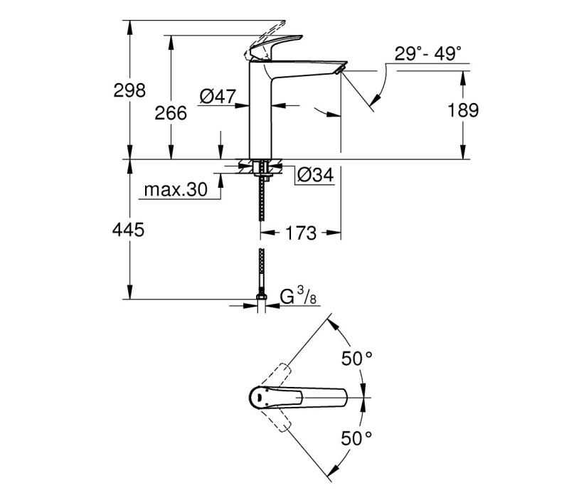 Змішувач одноважільний Grohe Eurosmart New Для раковини XL-Size (23971003) Змішувач одноважільний Grohe Eurosmart New Для раковини XL-Size (23971003)