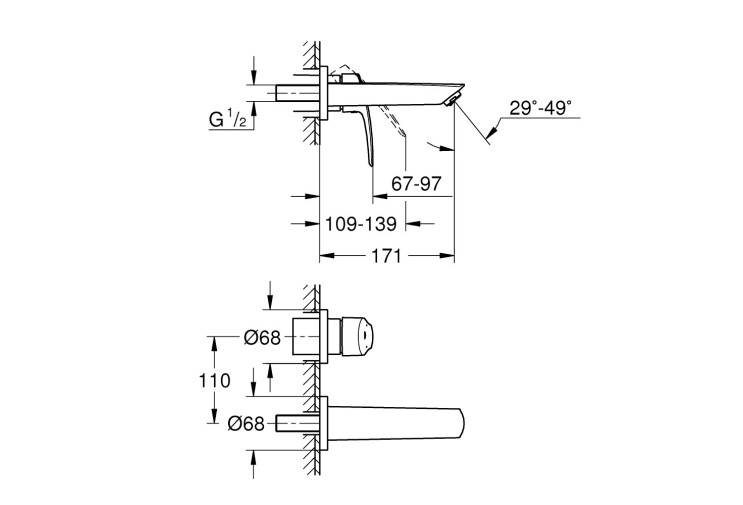 Змішувач для раковини Grohe Eurosmart New на два отвори S-Size (29337003) 29337003