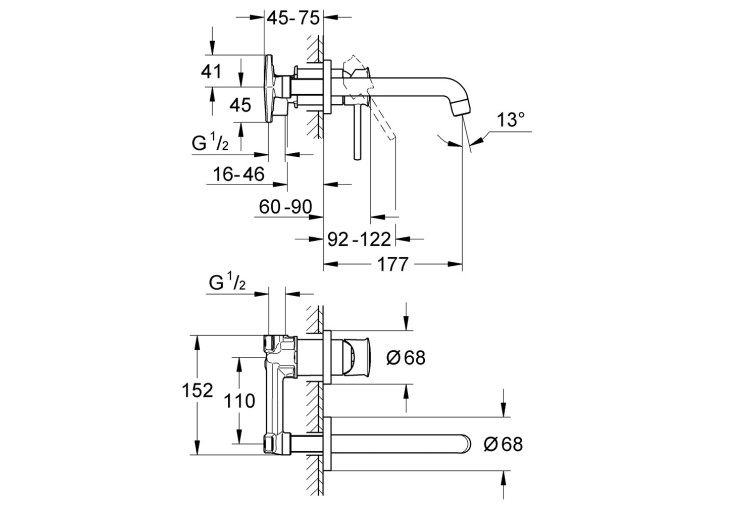 Змішувач для раковини Grohe BauClassic, прихованого монтажу (2029200c) 2029200C
