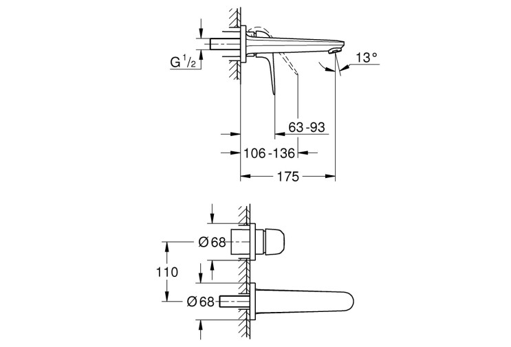 Змішувач для раковини Grohe Euroeco на 2 отвори (24274001) 24274001