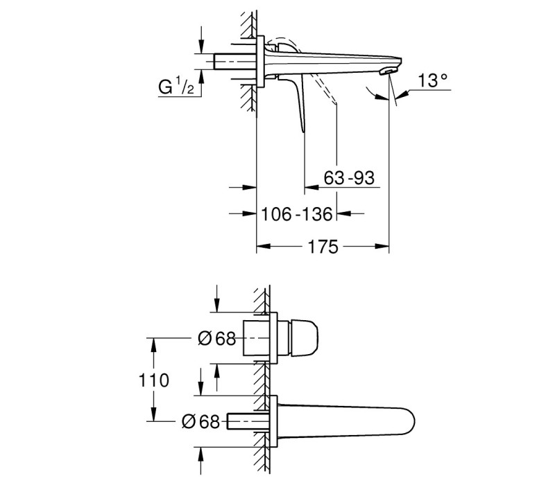 Змішувач для раковини Grohe Euroeco на 2 отвори (24274001)