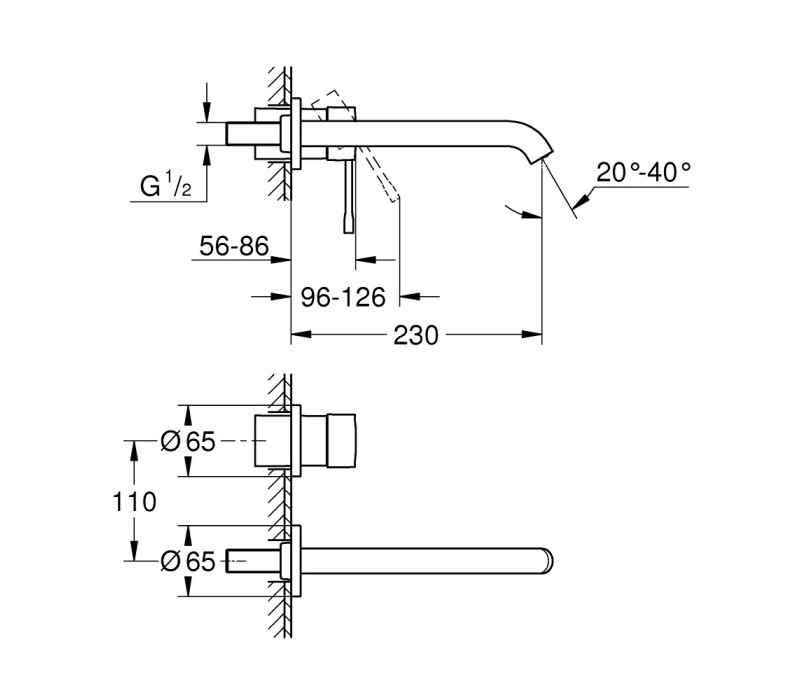 Смеситель для раковины Grohe Essence на два отверстия L-Size (29193001) Смеситель для раковины Grohe Essence на два отверстия L-Size (29193001)