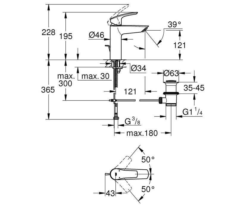 Змішувач змішувач Grohe Eurosmart для раковини M-Size (233222433)