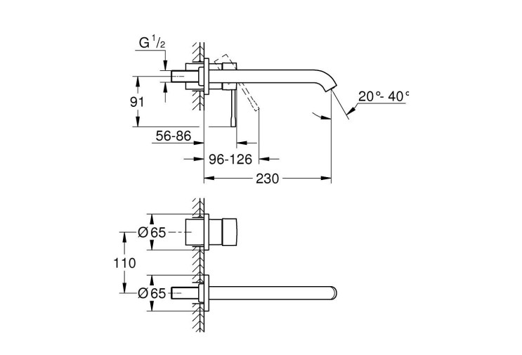Змішувач для раковини Grohe Essence на два отвори L-Size (29193kf1) 29193KF1