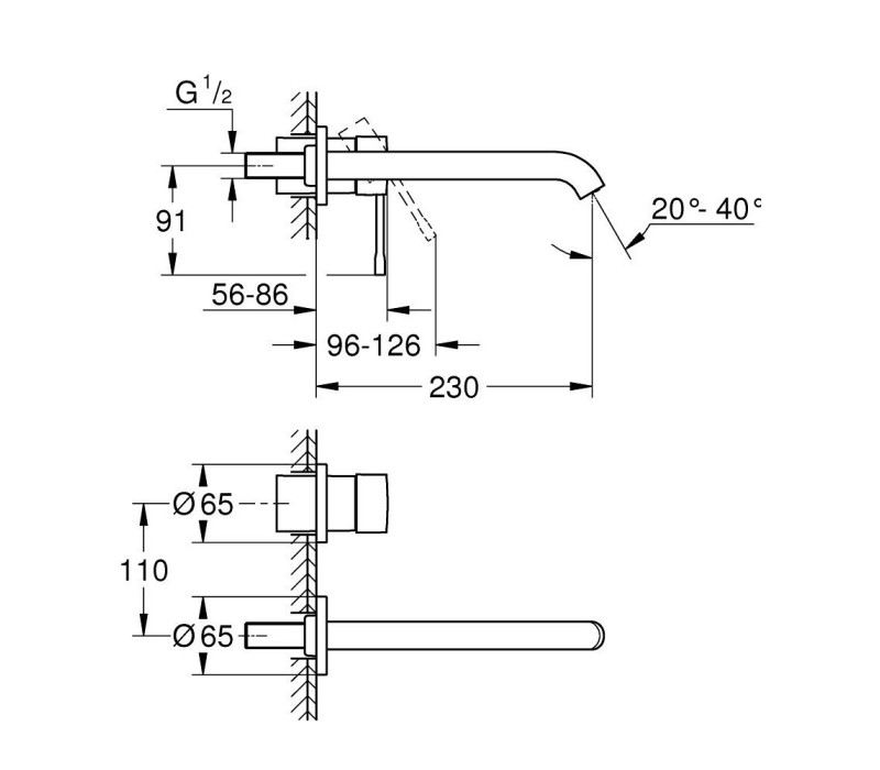 Змішувач для раковини Grohe Essence на два отвори L-Size (29193kf1)
