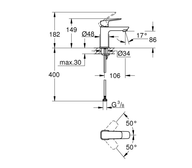 Змішувач змішувач Grohe Cubeo для раковини s-розміру (1016992430) Змішувач змішувач Grohe Cubeo для раковини s-розміру (1016992430)