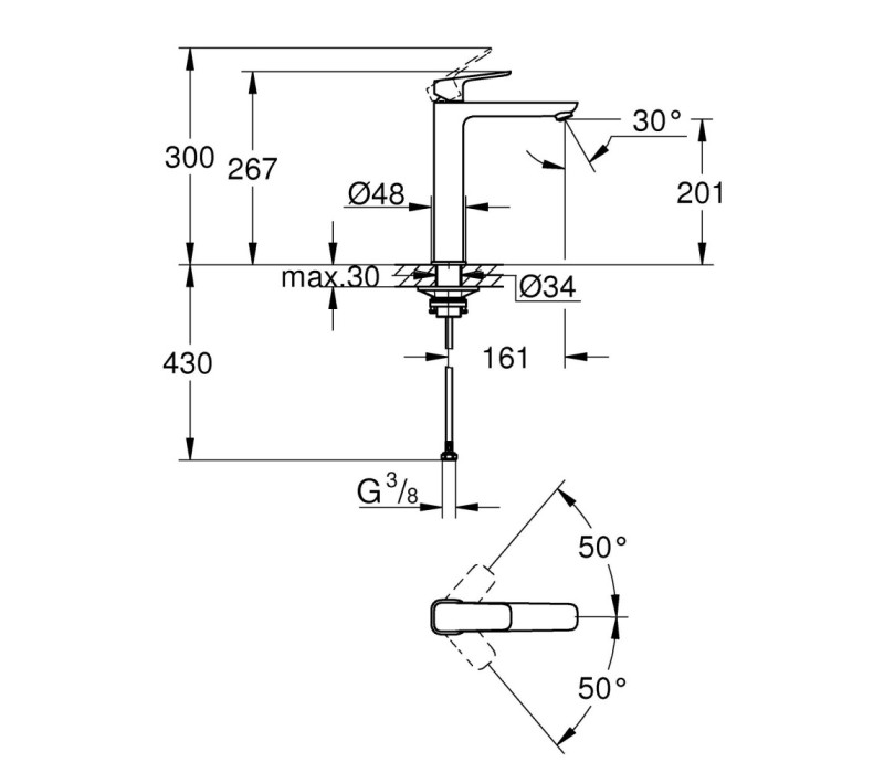 Змішувач одноважільний Grohe Cubeo для раковини XL-розміру (1017290000)