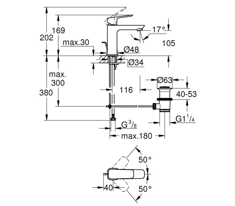Змішувач змішувач Grohe Cubeo для раковини M-розміру (1017490000) Змішувач змішувач Grohe Cubeo для раковини M-розміру (1017490000)