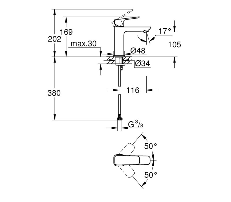 Змішувач змішувач Grohe Cubeo для раковини M-розміру (1017550000) Змішувач змішувач Grohe Cubeo для раковини M-розміру (1017550000)