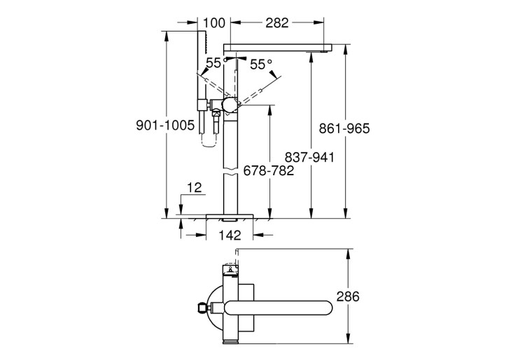 Смеситель однорычажный Grohe Plus Для ванны, напольный монтаж (23846003) 23846003 Смеситель однорычажный Grohe Plus Для ванны, напольный монтаж (23846003) 23846003