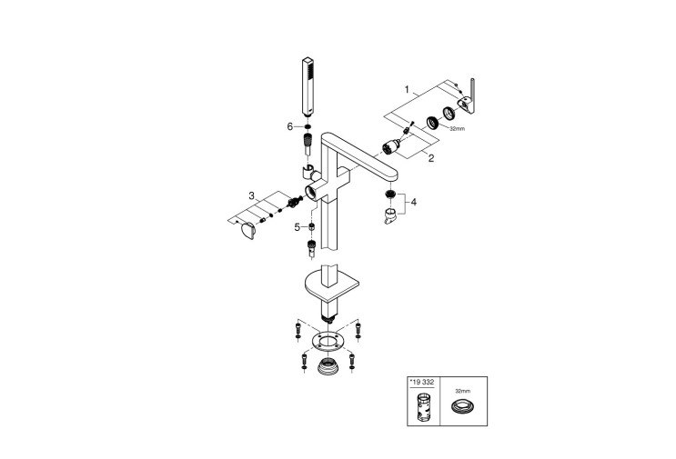 Смеситель однорычажный Grohe Plus Для ванны, напольный монтаж (23846003) 23846003 Смеситель однорычажный Grohe Plus Для ванны, напольный монтаж (23846003) 23846003