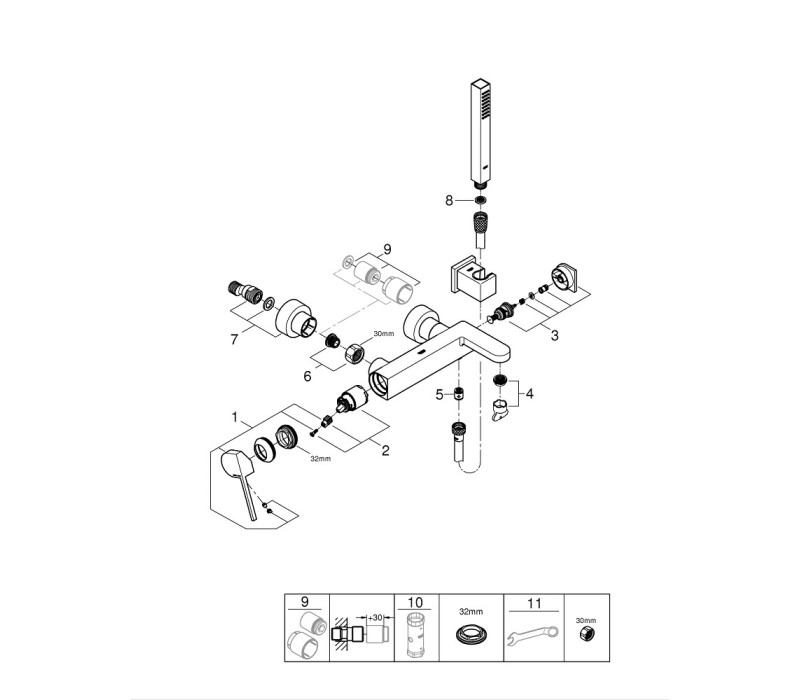 Смеситель однорычажный Grohe Plus Для ванны с душевым гарнитуром (33547003) Смеситель однорычажный Grohe Plus Для ванны с душевым гарнитуром (33547003)