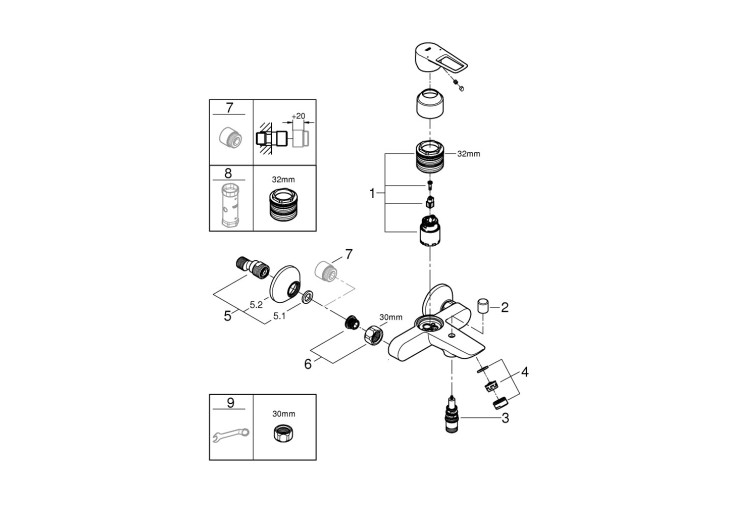 Смеситель однорычажный Grohe BauLoop New Для ванны (23603001) 23603001