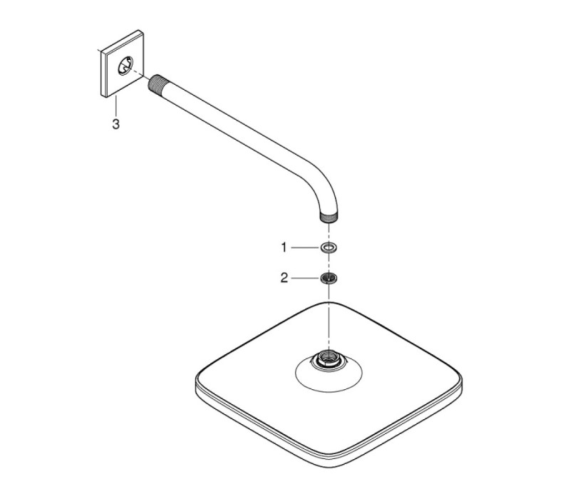 Верхний душ Grohe Tempesta 250 Cube с кронштейном к стене из WaterSaving (26687000)