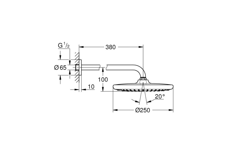 Набор Grohe Tempesta 250 380 мм верхнего душа, 1 режим струи (266682430) 266682430