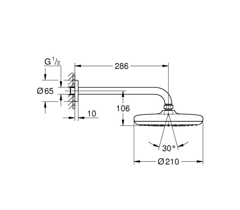 Верхний душ Grohe Tempesta 210 286 мм, 1 режим струи (1022182430) Верхний душ Grohe Tempesta 210 286 мм, 1 режим струи (1022182430)