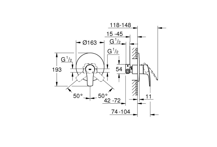Смеситель однорычажный Grohe Eurosmart New Для Душа (33556003) 33556003