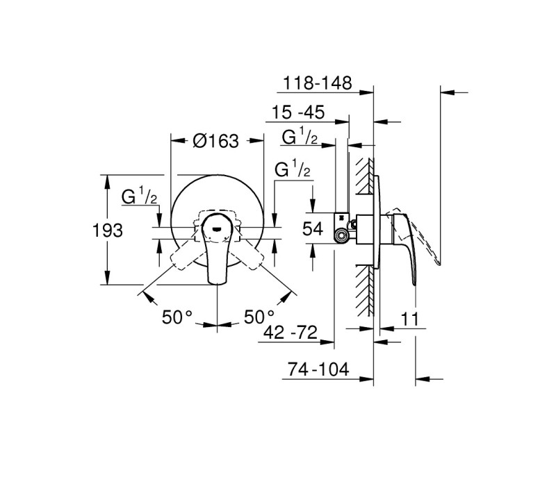 Смеситель однорычажный Grohe Eurosmart New Для Душа (33556003) Смеситель однорычажный Grohe Eurosmart New Для Душа (33556003)