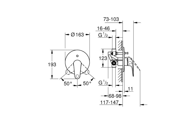 Смеситель однорычажный Grohe Euroeco для ванны (32747001) 32747001