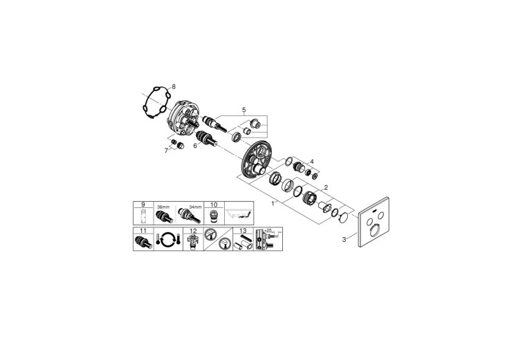 Термостат скрытого монтажа Grohe Grohtherm SmartControl с двумя кнопками управления (29124000) 29124000