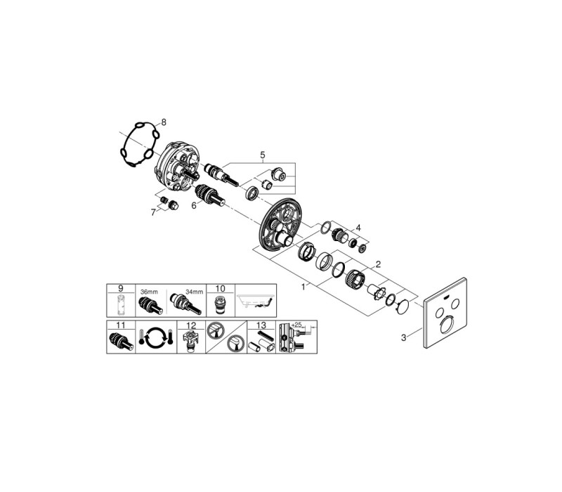 Термостат скрытого монтажа Grohe Grohtherm SmartControl с двумя кнопками управления (29124000) Термостат скрытого монтажа Grohe Grohtherm SmartControl с двумя кнопками управления (29124000)