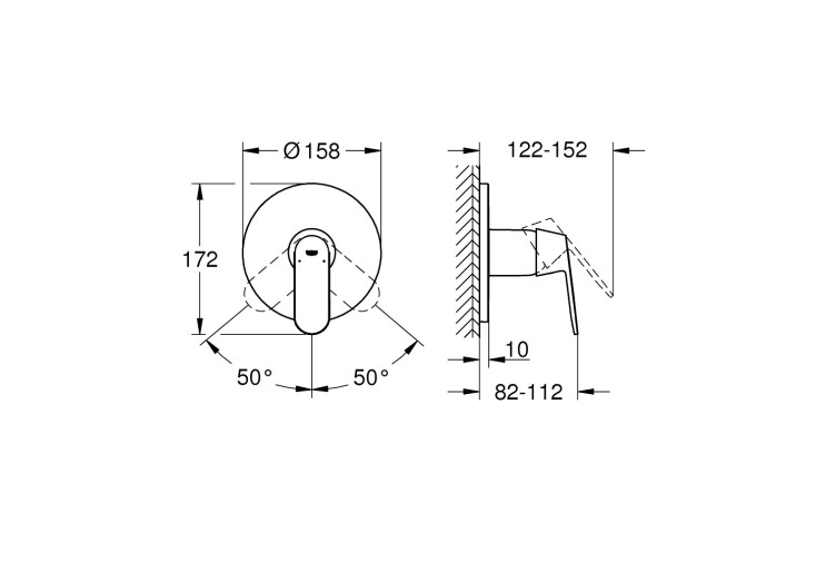 Смеситель однорычажный Grohe Eurosmart Cosmopolitan на 1 выход (24044000) 24044000