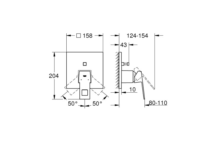 Смеситель однорычажный Grohe Eurocube на 2 выхода (24062000) 24062000
