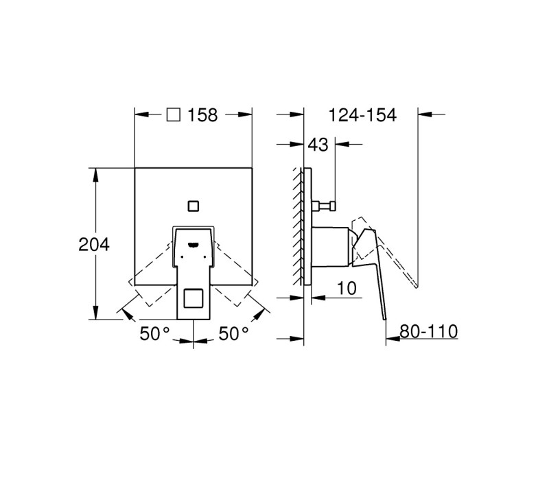 Смеситель однорычажный Grohe Eurocube на 2 выхода (24062000) Смеситель однорычажный Grohe Eurocube на 2 выхода (24062000)