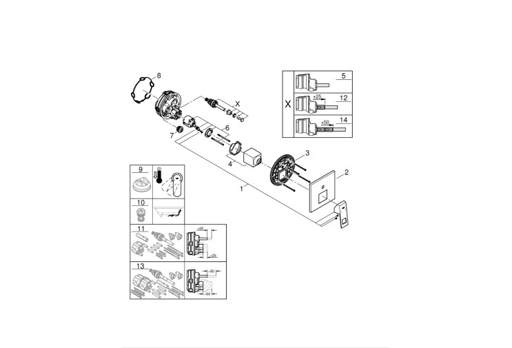 Смеситель однорычажный Grohe Eurocube на 2 выхода (24062000) 24062000