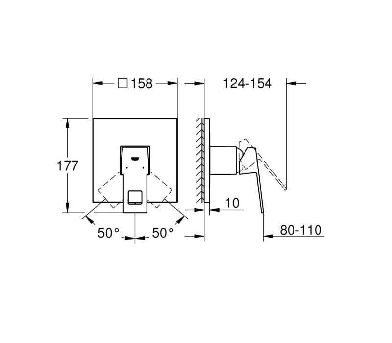 Смеситель однорычажный Grohe Eurocube на 1 выход (24061000) Смеситель однорычажный Grohe Eurocube на 1 выход (24061000)