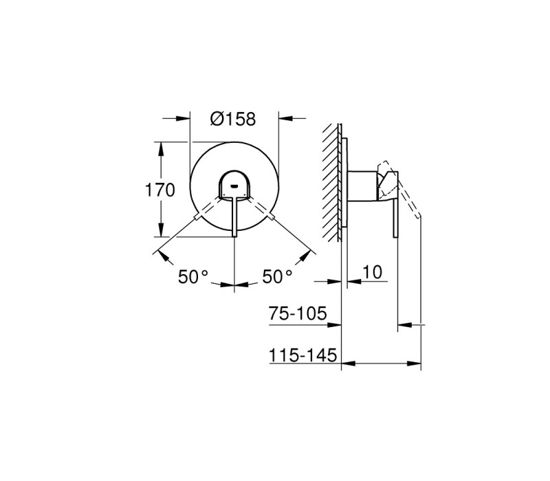 Змішувач одноважільний Grohe Plus для душу (24059003) Змішувач одноважільний Grohe Plus для душу (24059003)