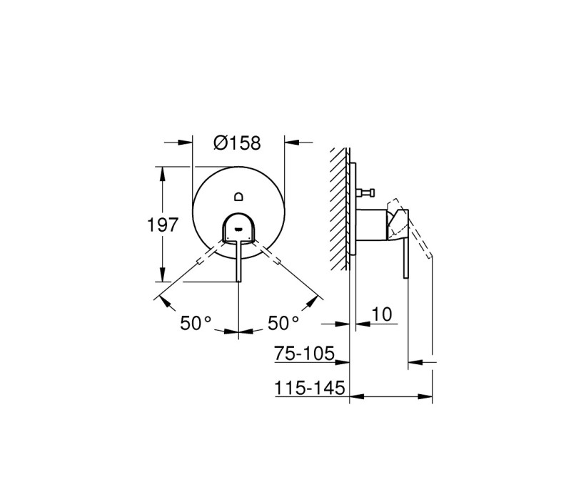 Змішувач одноважільний Grohe Plus з перемикачем на 2 положення (24060003)