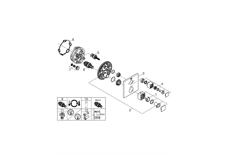 Термостат для душа Grohe Grohtherm Cube с переключателем на 2 положения (24154000) 24154000