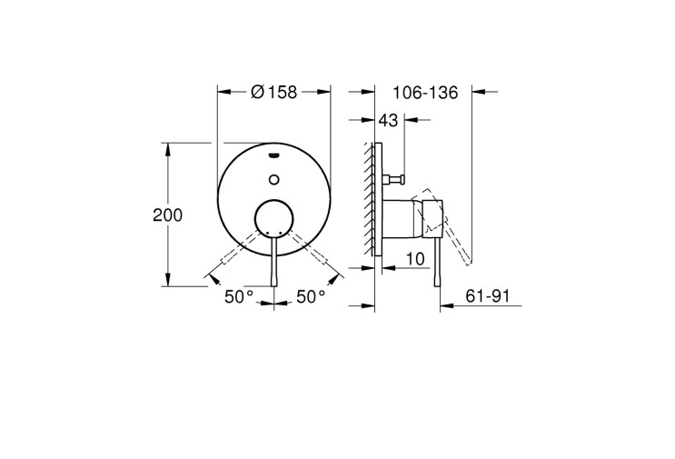 Смеситель однорычажный Grohe Essence на 2 выхода (24167001) 24167001