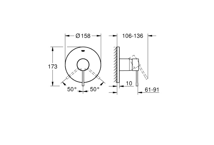 Смеситель однорычажный Grohe Essence на 1 выход (24168001) 24168001