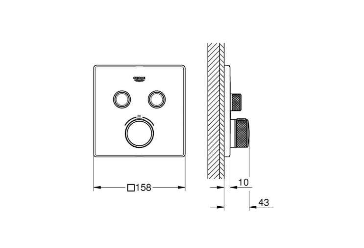 Термостат скрытого монтажа Grohe Grohtherm SmartControl с 2 кнопками управления (102166kf00) 102166KF00