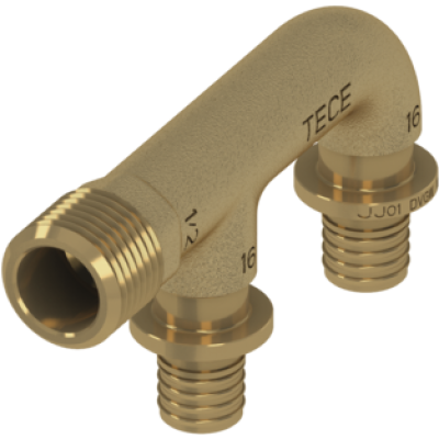 Колено настенное TECEflex двухвыводный, скругленный 16 x 1/2" х 16, бронза Колено настенное TECEflex двухвыводный, скругленный 16 x 1/2" х 16, бронза