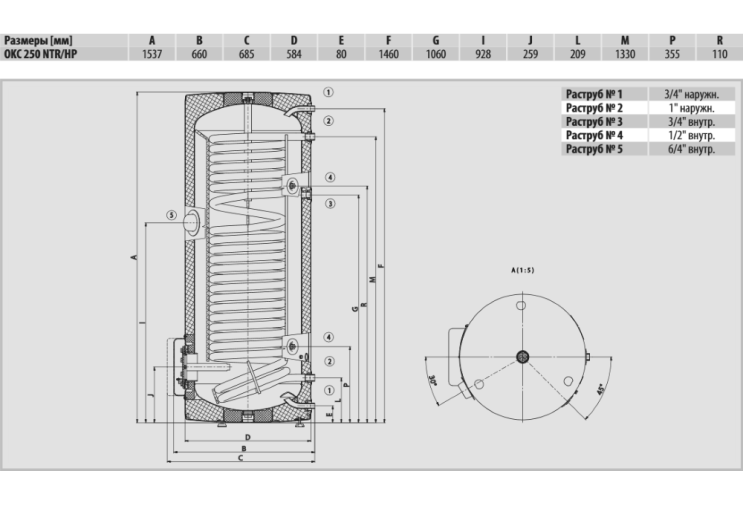 Бойлер непрямого нагріву Drazice OKC 250 NTR/HP (110991401) 1109914101 Бойлер непрямого нагріву Drazice OKC 250 NTR/HP (110991401) 1109914101